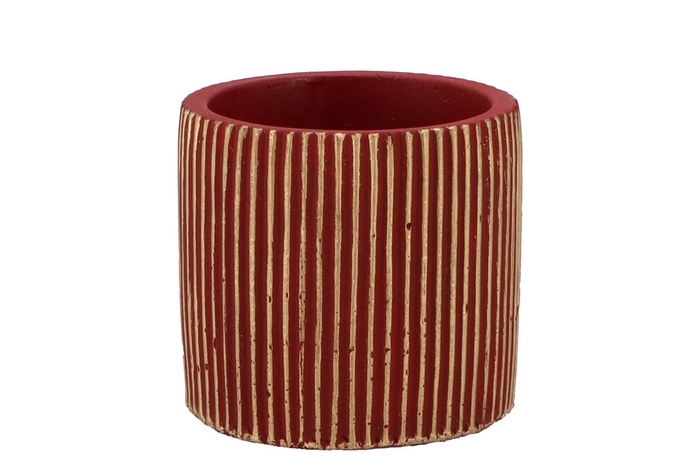 <h4>Stripes Red Gold Cylinder Pot 11x10cm Nm</h4>