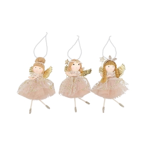Loulou Pink X-mas Hanger Girl Wings Ass 9x6x15cm