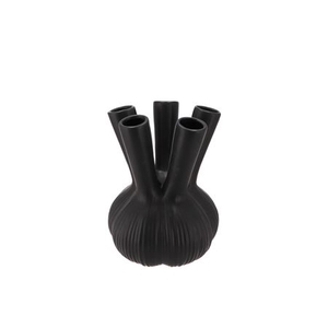 Aglio Straight Black Vase 16x16x19cm Nm