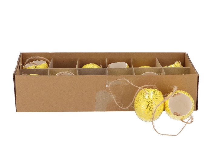 <h4>Eggs Chicken Open With Rope Yellow Glitter P/12</h4>