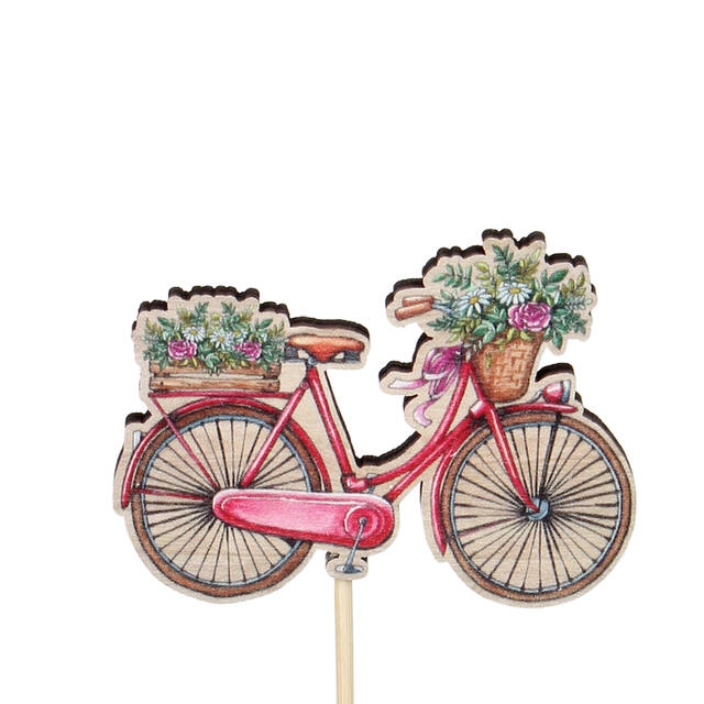 <h4>Bijsteker Bicycle hout 5.5x7.5cm +50cm stok</h4>