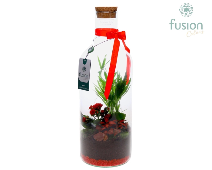 <h4>Green Bottle Fles Medium Love met Arrangement</h4>