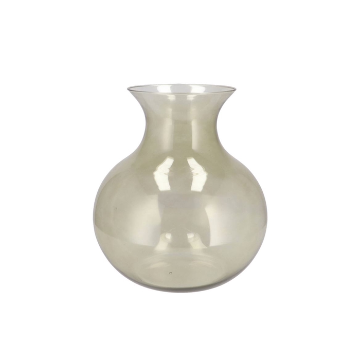 <h4>Mira Olive Green Glass Cone Neck Sphere Vase 25x25x27cm</h4>