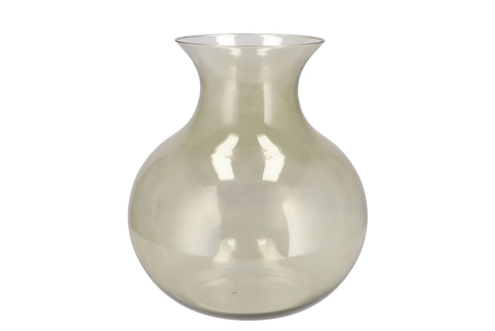 <h4>Mira Olive Green Glass Cone Neck Sphere Vase 25x25x27cm</h4>