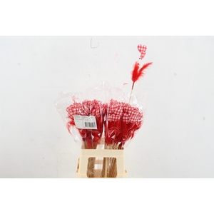 Stick Heart+Feather+Pearl Red
