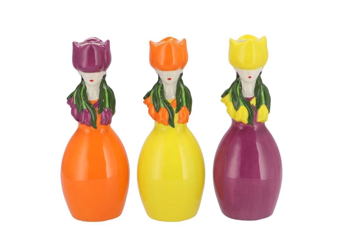 <h4>Lucy Dutch Orang/yel/purp Mix Vase Tulip Woman Ass 9x8x22 Nm</h4>