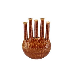 Inga Jahra Brown Vase Oval Tube Active Glaze 28x12