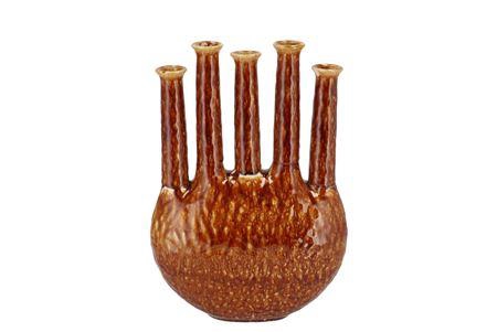 <h4>Inga Jahra Brown Vase Oval Tube Active Glaze 28x12</h4>