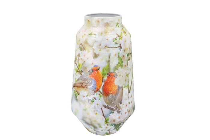 <h4>April Offwhite Vase Bird Iron 20x20x39cm</h4>