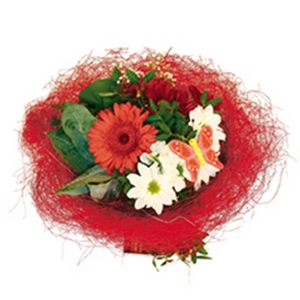 Bouquet holder sisal round loose Ø30cm red 10pce/bundle