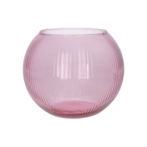 DF02-883918100 - Glass bowl Alverda Lines d12/19xh15.5 sweet lilac