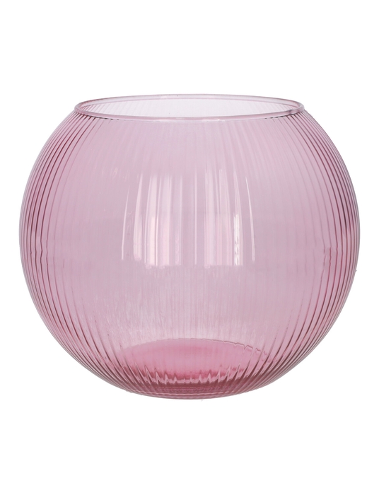 DF02-883918100 - Glass bowl Alverda Lines d12/19xh15.5 sweet lilac