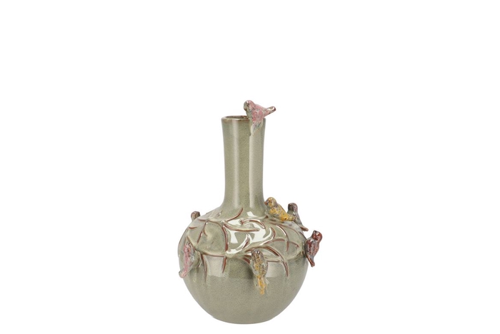 <h4>Bird Vase Moss Green Tube 13x15cm Nm</h4>