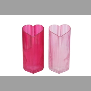 Amour Fuchsia Mix T-light Heart Rib Ass 9x8x18cm