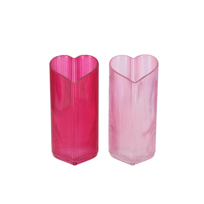 <h4>Amour Fuchsia Mix T-light Heart Rib Ass 9x8x18cm</h4>