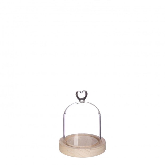 <h4>Liefde Glas stolp hart+hout d10*13cm</h4>