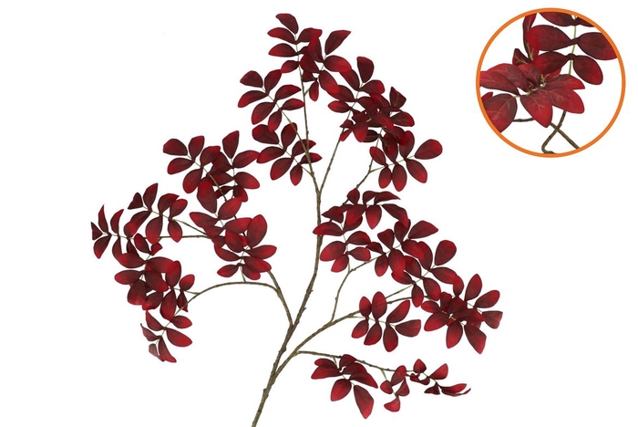 Silk Leaf Rowan Dark Red 125cm