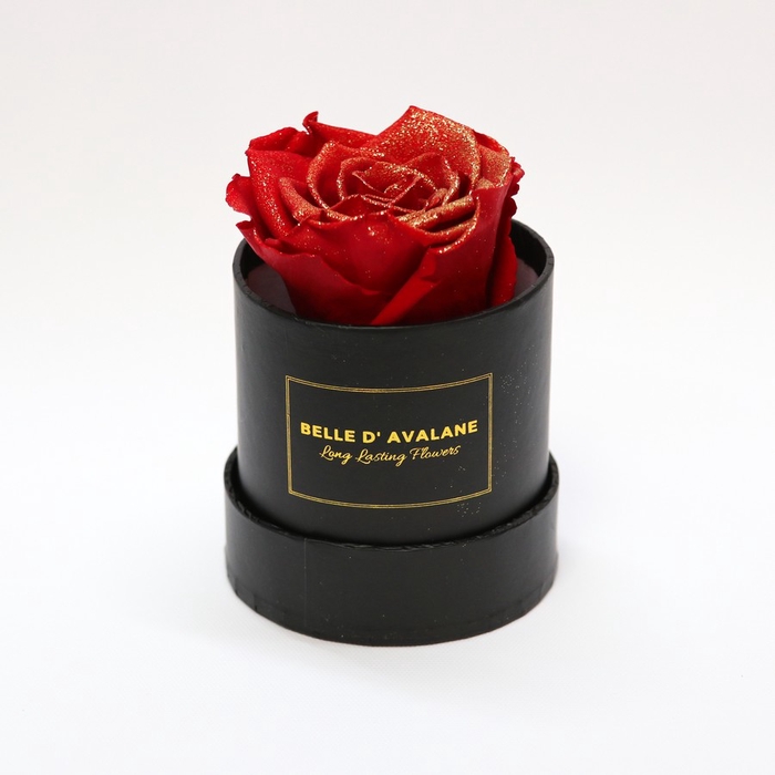 Box rd 8cm glitter zwart-rood