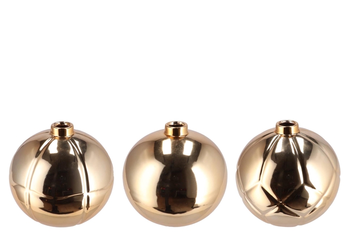 Christmasball Gold Single Vase Ass 15x15x14cm Nm