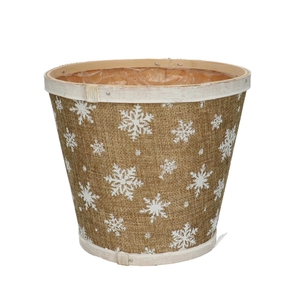 Wood Snowflake pot d17*15cm