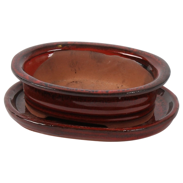 <h4>Bonsai accesoires Potset with saucer Ø15cm Red</h4>