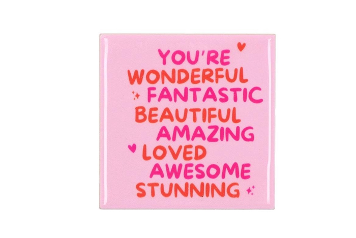 <h4>Tile You're Wonderful Pink 10x10x1cm</h4>