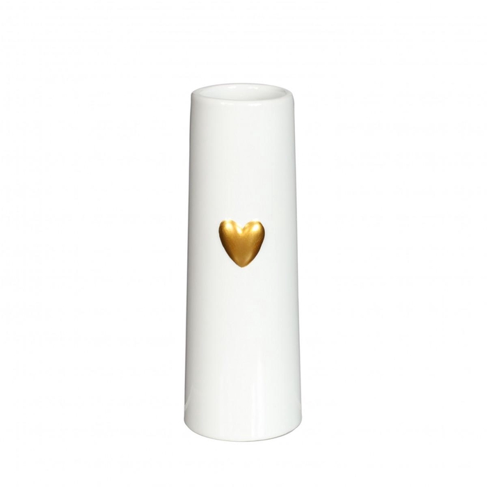 <h4>Moederdag Keramiek vaas Hart d06*17cm</h4>