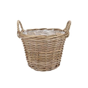 Rattan Kuboo Planter With Handle Round 35x25cm
