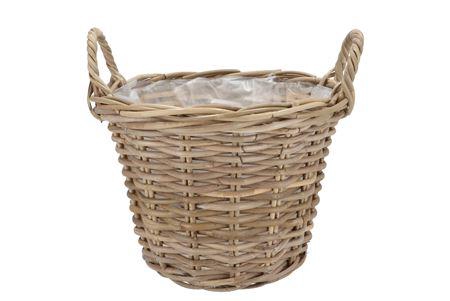 <h4>Rattan Kuboo Planter With Handle Round 35x25cm</h4>