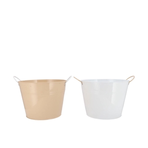 Zinc Basic White/sand Ears Bucket 23x18cm