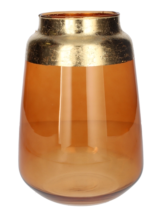 <h4>DF02-666003400 - Vase Rosie d10.4/17xh24.2 brown transp/gold</h4>