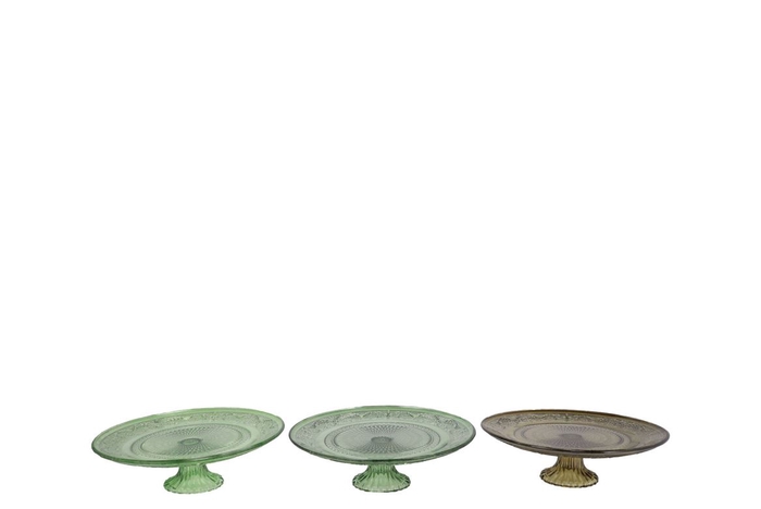 <h4>Dayah Summer Green Mix Glass Plate On Foot 20x8cm Ass P/1</h4>