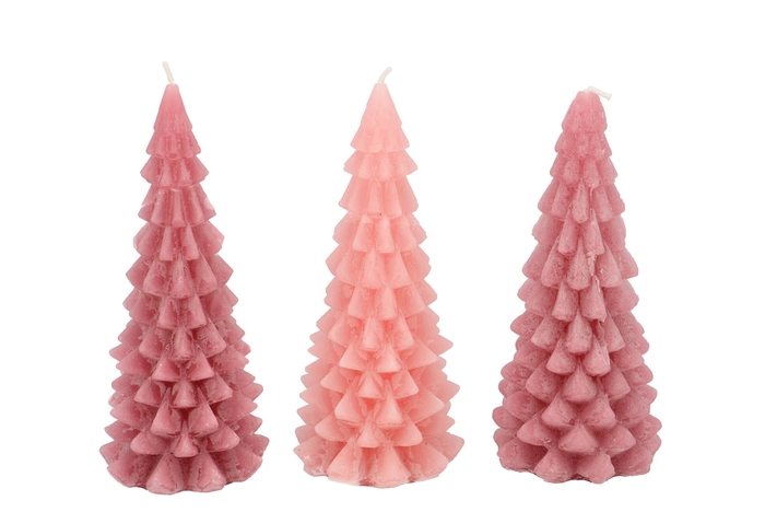 Frosty Sweets Pink Mix X-mas Tree Candle 8x16cm Ass