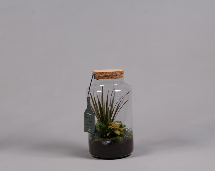 <h4>Green Bottle met Arrangement.</h4>