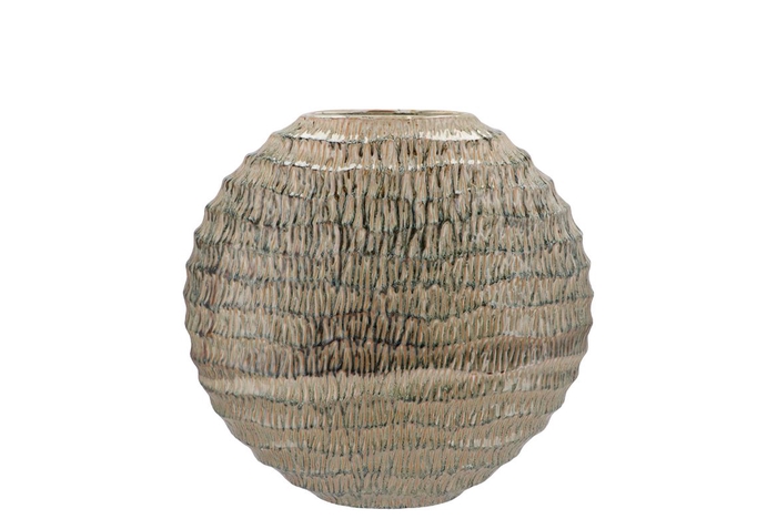 <h4>Inga Jada Green Oval Vase Active Glaze Wave 23x10x22cm</h4>