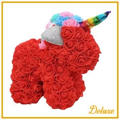 <h4>Unicorn DELUXE op standaard 25cm rood in luxe cadeauverpakking !!!</h4>