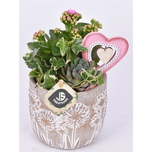 Cement pot bloemdecor 13,5cm