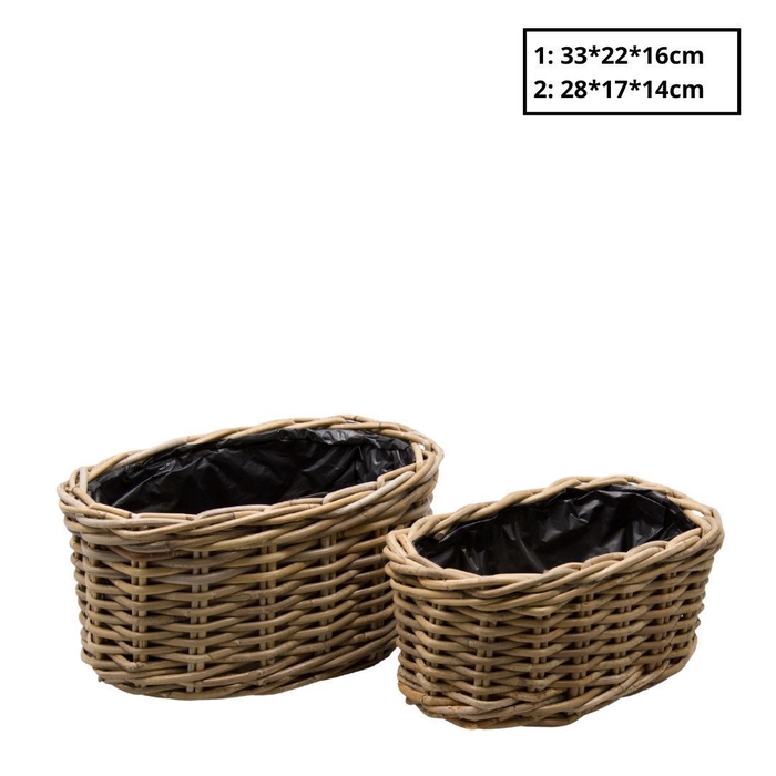 <h4>Basket sets Rattan Terima tray S/2 33*22*16cm</h4>