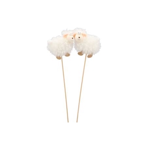 EASTER STICK FLUFFY SHEEP WHITE 50X