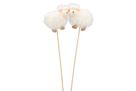 <h4>EASTER STICK FLUFFY SHEEP WHITE 50X</h4>