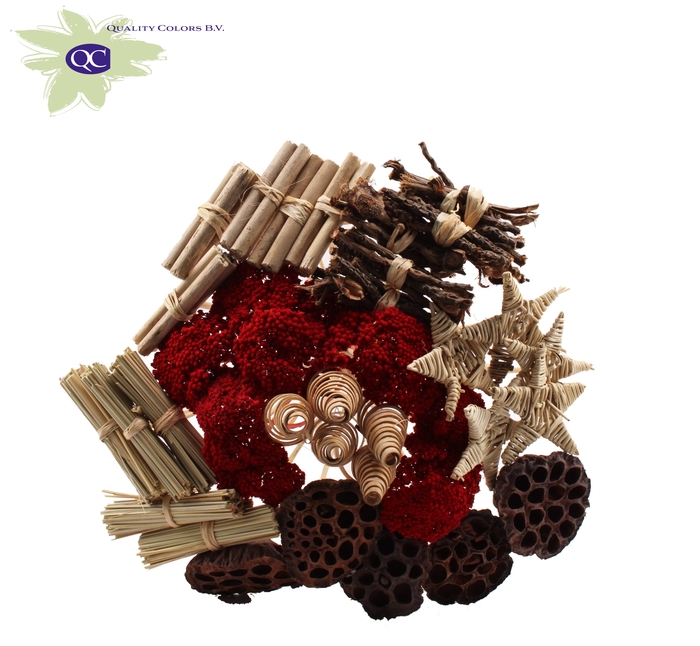 <h4>Bouquet Mix Natural 40 Stems With Achillea Red</h4>