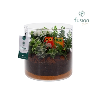 Herfst glazen cilindervaas met arrangement