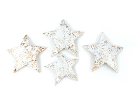 DECO Coconut shell stars 5-7 cm patina white -4pcs