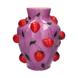 Vase Strawberries d12\\25xh30.3 red\\purple