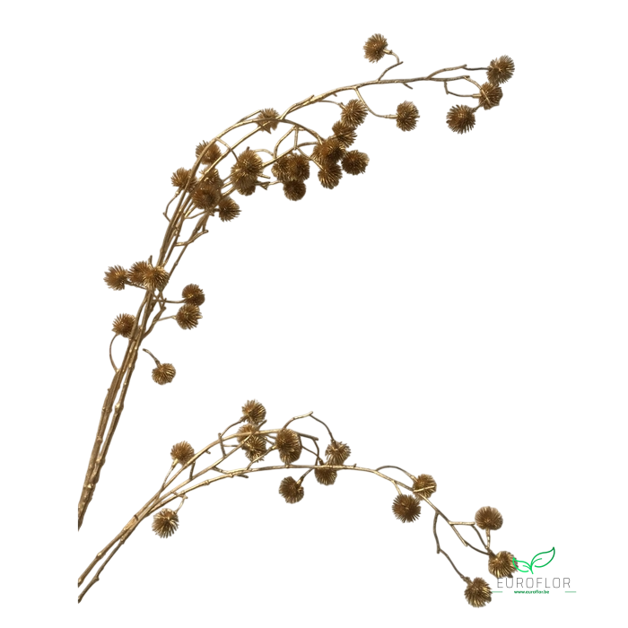 SILK FLOWERS - POM POM SPRAY OSLO GOLD 123CM