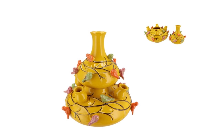 Bird Vase Yellow Bubbles 23x25cm Nm