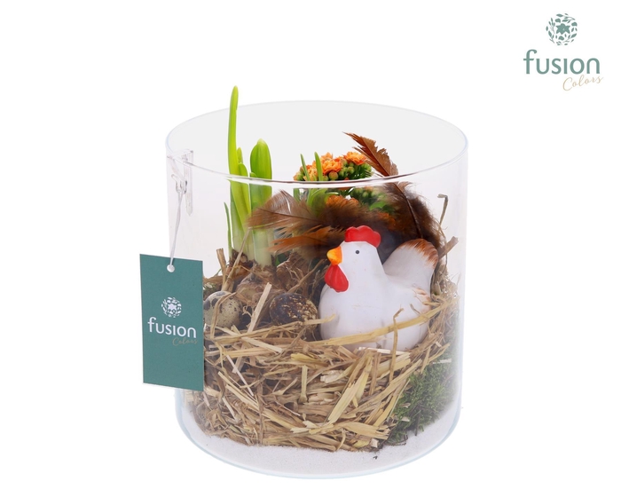 <h4>Glas cilinder met Pasen arrangement</h4>