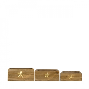 Wood Planter star S/3 28*18*10cm