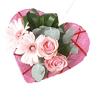 Bouquet holder sisal heart Ø15cm Deco-line pink 10pce/bundle