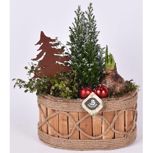 Hout ovaal touw decor 26x16cm